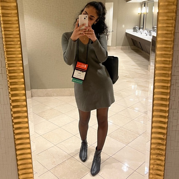 A New Day Target Dark Green Tunic Ribbed Sweater Dress - Picture 2 of 5